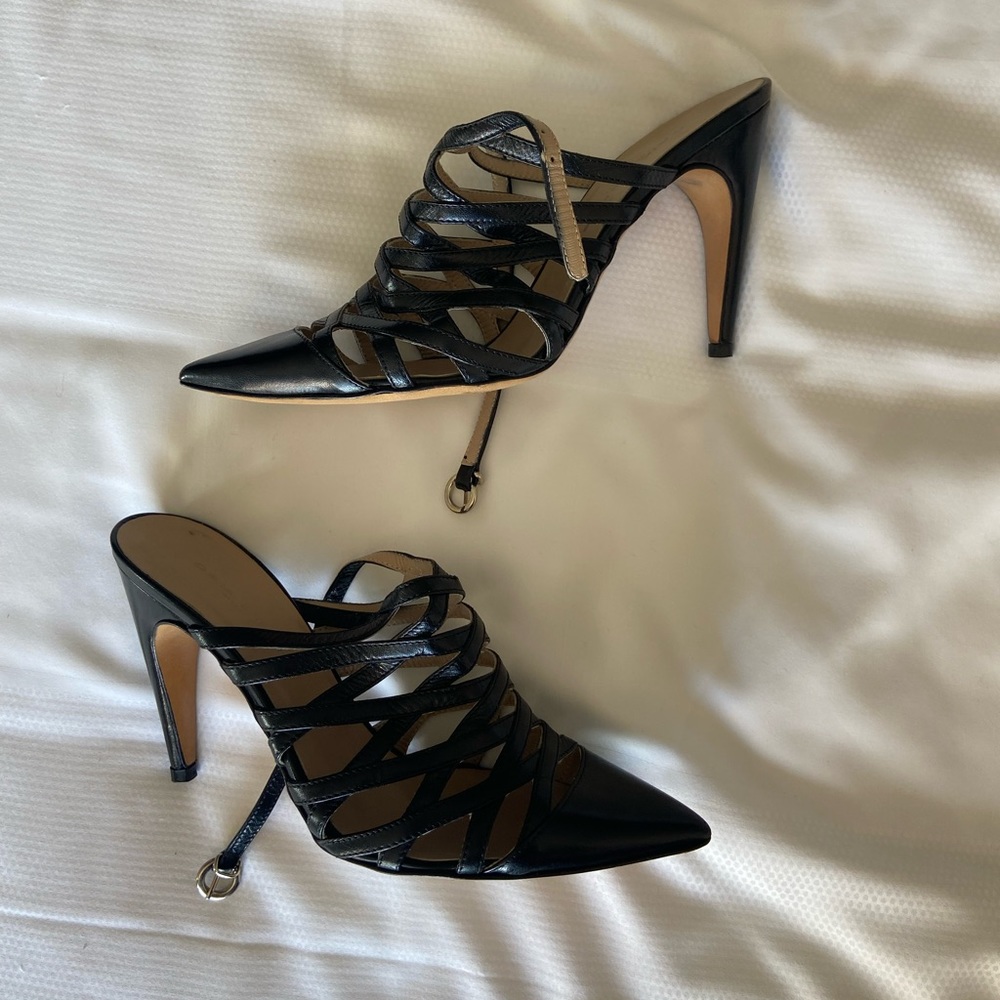 Gaia D’Este Black Cage Heels | Made in Italy | Pointed Toe Pumps Great Condition